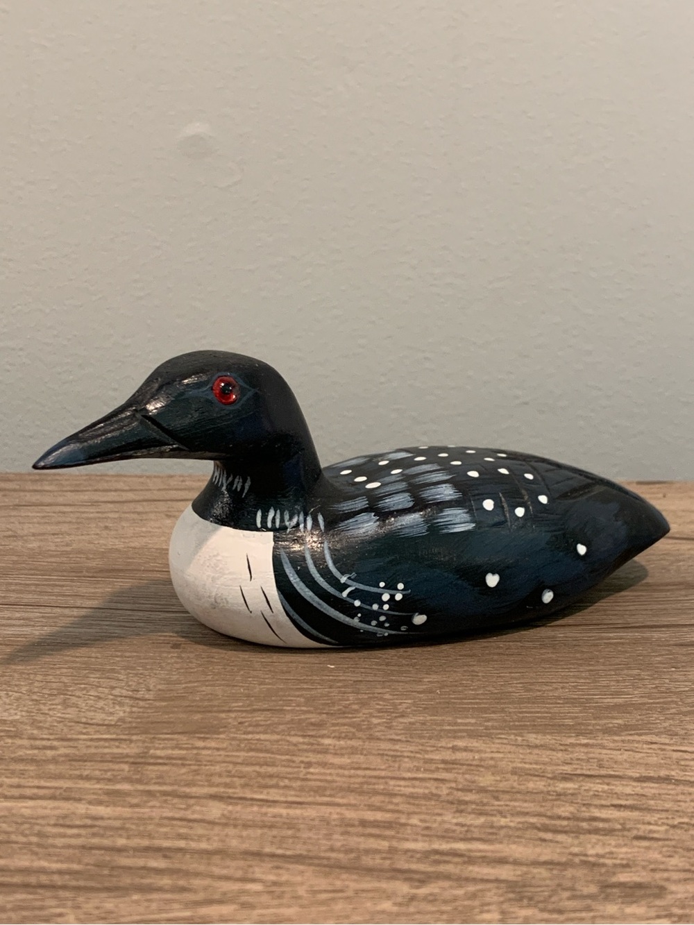 Vintage Hand Carved Wooden Common Loon Figurine – Folk Art Decoy Cabin Decor